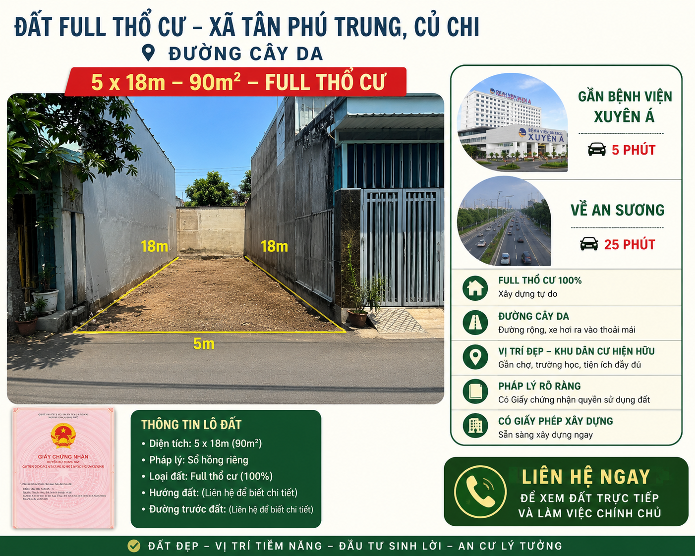 HẠ GIÁ NHANH LÔ Đ CÂY DA, XÃ TÂN PHÚ TRUNG, CÓ GPXD