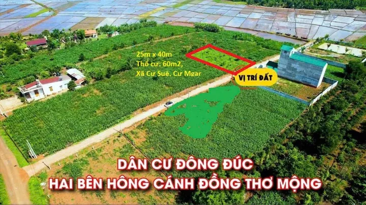 Bán đất 999.4m² có sẵn 60m² thổ cư ngang 25m giá 690 triệu tại Xã Cư Suê Huyện Cư M'gar