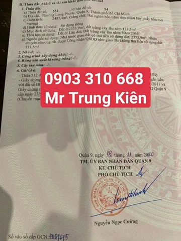 QUẬN 9 LÔ ĐẤT 2500m2 Giá 65 tỷ