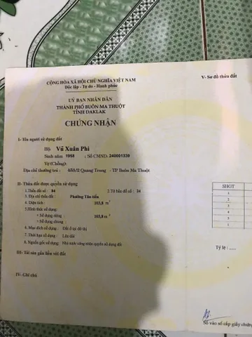 Bán đất 104.4m² ngang 5.7m giá 2.75 tỷ tại Phường Tân Tiến Thành phố Buôn Ma Thuột