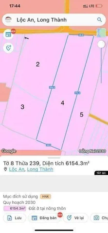 Bán đất 18803.6m² 94 tỷ tại Xã Lộc An Huyện Long Thành