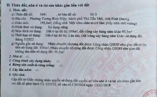 Bán đất 104.1m² 8 tỷ tại Phường Tương Bình Hiệp Thành phố Thủ Dầu Một