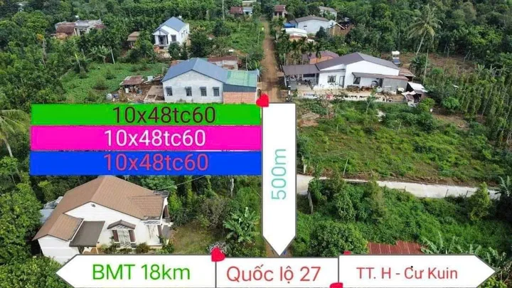 Bán Đất 480m2 có sẵn 60 m2 thổ cư giá 750 triệu tại Xã Ea BHốk Huyện Cư Kuin Đắk Lắk