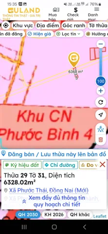 Bán đất 6328m² ngang 42m giá 18 tỷ tại Xã Phước Bình Huyện Long Thành