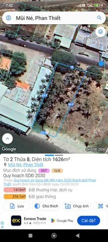 Bán đất 1626m² có sẵn 150m² thổ cư ngang 28m giá 25 tỷ tại Phường Mũi Né Thành phố Phan Thiết