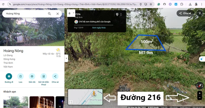 Bán đất 500m² 9m mặt tiền chỉ 2,4 triệu/m2 tại Xã Lô Giang Huyện Đông Hưng