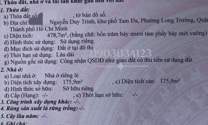 Bán đất Nguyễn Duy Trinh Quận 9 gần chợ Long Trường🚩(30m x40m) vuông vức 🚩Thổ cư 1020m2