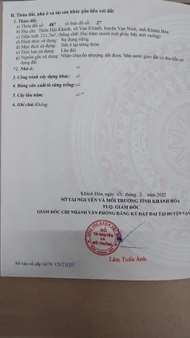 Bán đất 211.7m² ngang 7m giá 2.8 tỷ tại Xã Vạn Khánh Huyện Vạn Ninh