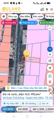 Chủ gửi Bán đất 992.6m² ngang 16m giá 24 tỷ tại Xã Xuân Thới Đông Huyện Hóc Môn