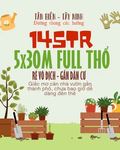 5x30 full thổ cư Tân Biên Tây Ninh chỉ 145tr