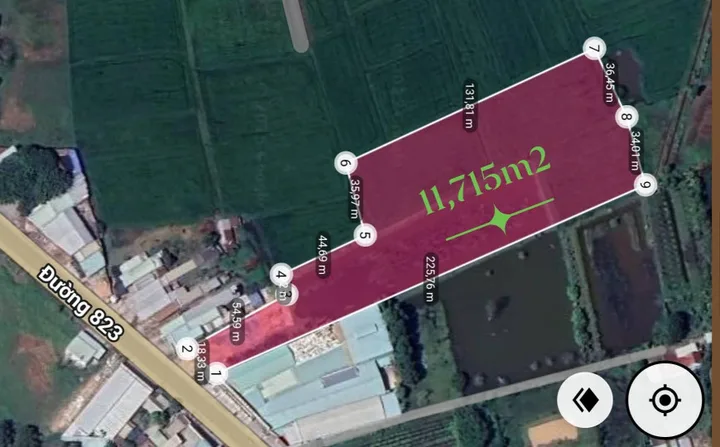 Bán đất MẶT TIỀN TL823 11715m² giá 58.5 tỷ tại Xã Đức Lập Thượng Huyện Đức Hòa