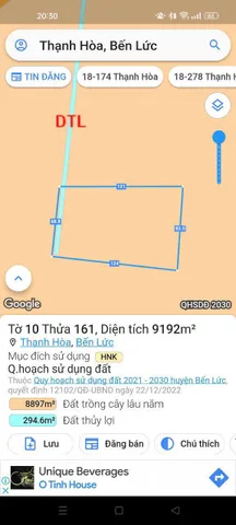 16000m2 đất vườn xã Thạnh Hòa, Bến Lức , Long An giá 5 tỷ