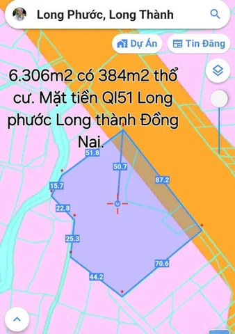 Bán đất 6306.8m² ngang 86m giá 280 tỷ tại Xã Long Phước Huyện Long Thành