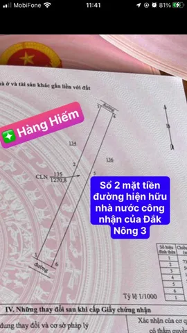 đất đẹp 2 mặt tiền đường 500Tr/1286m2 có 200m2 thổ cư