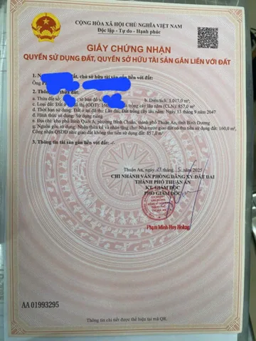 Bán đất 1090.5m² ngang 12m giá 33 tỷ Phường Thuận Giao