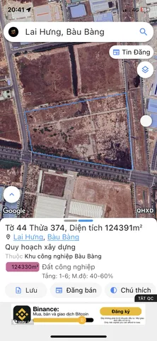Bán đất skc 131879m² ngang 351m giá 480 tỷ kcn Bầu Bàng