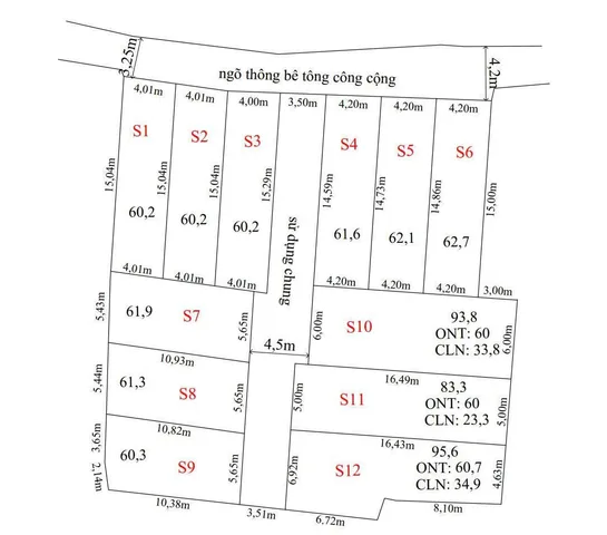 Bán đất 60m² ngang 4m giá 1.1 tỷ Phường An Phong
