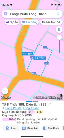 Bán đất 393m² ngang 12m giá 11.09 tỷ Xã Long Phước