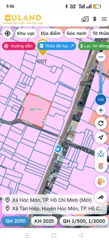 Bán đất 2018.8m² ngang 42m giá 50 tỷ Xã Hóc Môn