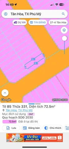 Bán đất 72.9m² ngang 4m giá 1.55 tỷ Phường Tân Hải