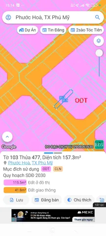 Bán đất 158m² ngang 5m giá 1.73 tỷ Phường Tân Phước