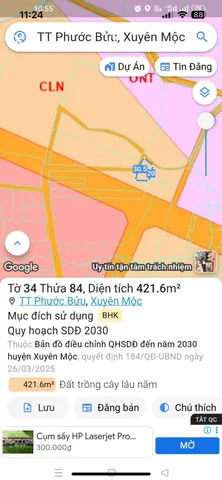 Bán đất 416.3m² ngang 30m giá 1.4 tỷ Xã Xuyên Mộc