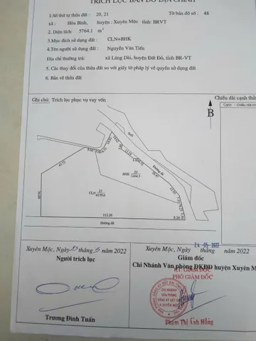 Bán đất 4244m2 ngang 130m giá 2ty122 Xã Hòa Hội