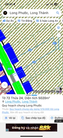 Bán đất 5001.3m² ngang 37m giá 25 tỷ Xã Long Phước