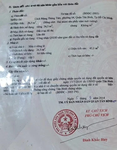 Bán Nhà riêng 33m2 giá 3.94 tỷ tại Phường Tân Sơn Nhất TP. Hồ Chí Minh