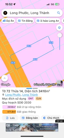 Bán đất 3182.7m² giá 30 tỷ Xã Long Phước