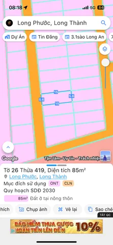 Bán đất 83.9m² ngang 5,6m giá 1.65 tỷ Xã Long Phước