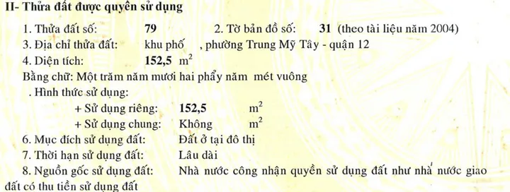 Bán đất 152.5m² giá 10.7 tỷ Phường Trung Mỹ Tây