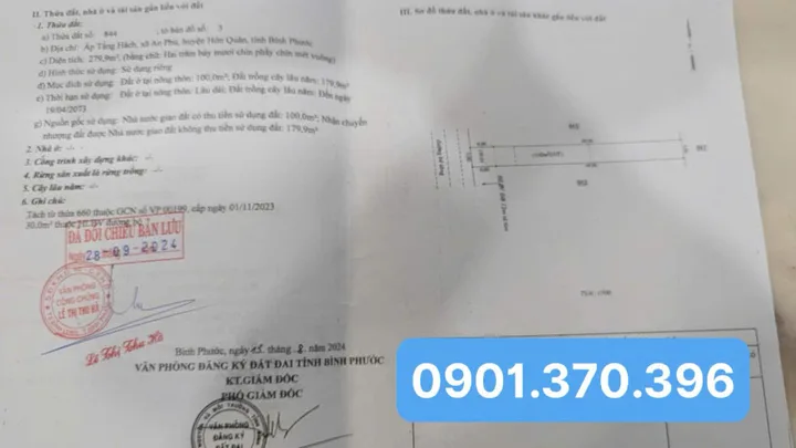 Bán đất 280m² ngang 5m giá 194 triệu Xã Minh Đức Liên hệ chính chủ: 0901.370.396