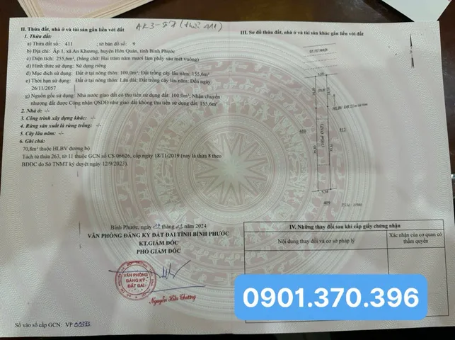 Bán đất 255,6m² ngang 5m giá 560 triệu Xã Tân Hưng Liên hệ chính chủ: 0901.370.396