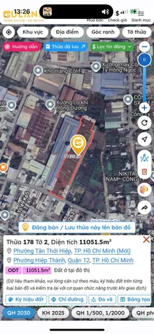 Bán đất 11051,5m² giá 200 triệu Phường Tân Thới Hiệp