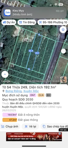 Bán đất 192.1m² ngang 6m giá 2.98 tỷ Xã Xuyên Mộc