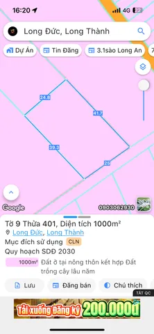 Bán đất 999.8m² ngang 25m giá 4 tỷ Xã Bình An