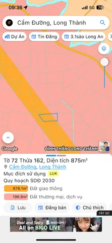 Bán đất 40000m² ngang 60m giá 100 tỷ Xã Long Thành