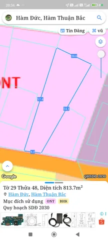 Bán đất 814m² có sẵn 300m² thổ cư ngang 9m giá 1.6 tỷ tại Xã Hàm Thuận