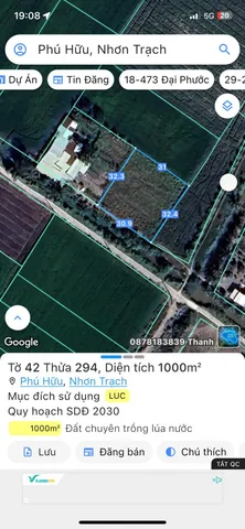 Bán đất 1000m² ngang 30.9m giá 3.5 tỷ Xã Đại Phước