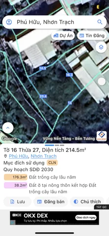 Bán đất 214.5m² ngang 14m giá 2 tỷ Xã Đại Phước