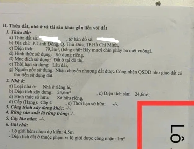Đất thần tài 79m² 5tỷ470 p.Linh Đông
