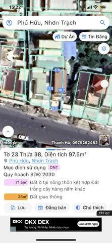 Bán đất 97.5m² ngang 5.5m giá 4.8 tỷ Xã Đại Phước