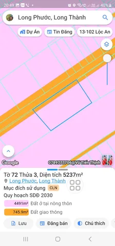 Bán đất 5364.8m² ngang 102m giá 52 tỷ Xã Long Phước