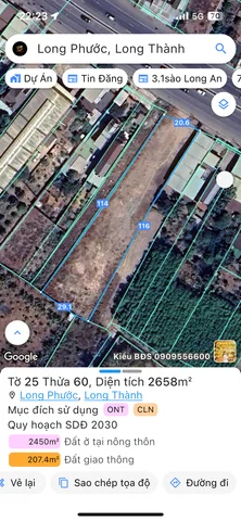 Bán đất 2657.9m² có sẵn 200m² thổ cư ngang 20m giá 40 tỷ tại Xã Long Phước
