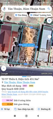Bán đất 451m² ngang 14,3m giá 4.35 tỷ Xã Tân Thành
