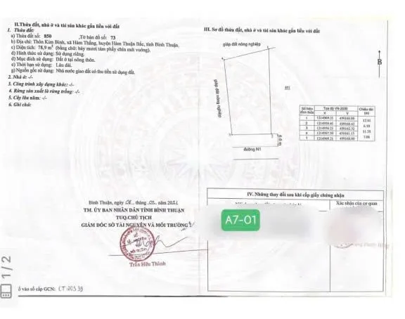 Bán đất 79m² full thổ cư ngang 6m giá 710 triệu tại Phường Hàm Thắng