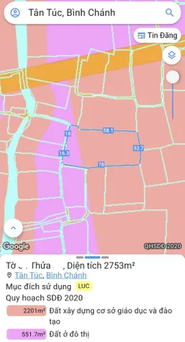 Bán 2753m2 lúa QH giáo dục và ODT, cách đường dẫn cao tốc Sài Gòn Trung Lương 1km, Thị trấn Tân Túc, Bình Chánh
