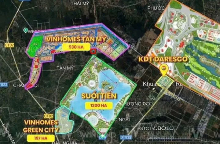 Bán đất 583m² ngang 12m giá 16.6 tỷ Xã Hậu Nghĩa, cạnh Vinhomes Tân Mỹ