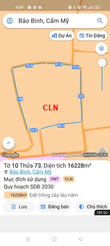 Bán đất 16227.5m² ngang 130m giá 8 tỷ Xã Cẩm Mỹ